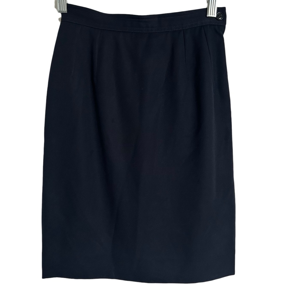 Valentino Studio Navy Pencil Skirt 100% Wool Side Zip Made in Italy Women’s 4